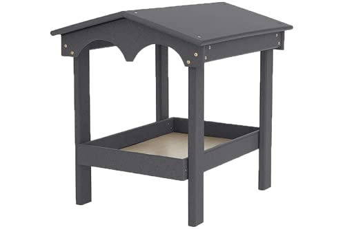 DutchCrafters Recycled Plastic Poly Large Covered Ground Fly Through Raised Platform Bird Feeder with Mesh Seed Tray - USA Amish Made (Dark Gray) - color: Dark Gray