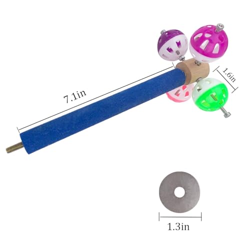 FlidRunest Perch Toy with Rotating Balls for Birds, Rough-surfaced Natural Parrot Perch Toy, Bird Bell Balls for Budgies,Parakeets, Parrots,Cockatiels,Lovebirds,Conures