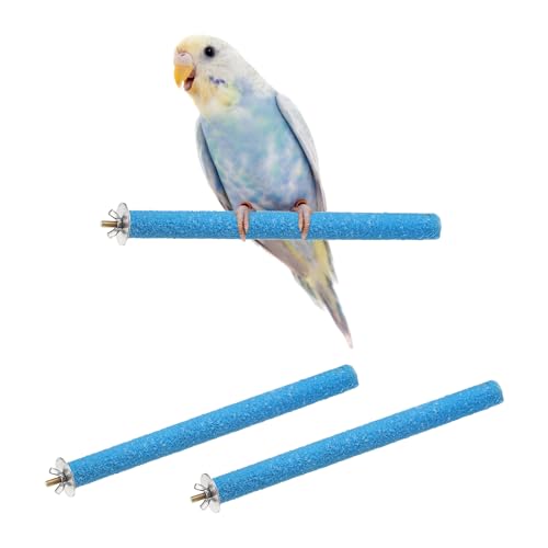 Bird Perch Stand, Colorful Paw Grinding Stick, Wood Rough-surfaced Perch Parrot Stand 25 x 2 Cm, (Blue, 2 Pcs), Intended for Home/Animal Parks/Pet Stores - color: Blue, size: 25 x 2 cm / 9.84 x 0.71 inch