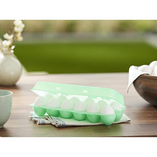 Tuff Stuff TS-ETS12 Reusable Carrier Washable Storage Container Empty Plastic Chicken Egg Carton Tray with Lid, 12 Eggs, Green