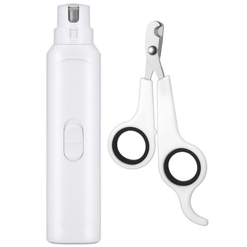 Lasnten 2 Pcs Bird Nail Grinder with Clipper Bird Nail Trimmer File Pet Grooming Tool for Parrot Budgerigars Parakeets Myna Conure Finches Lovebirds(White) - color: White