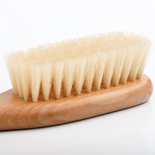 Cosowe Wood Clean Brush, Laundry Stain Brush with Handle and Soft Boar Bristles, Cleaning Brushes for Household Use, Natural Beech Wood Bath Massage Brush, Portable