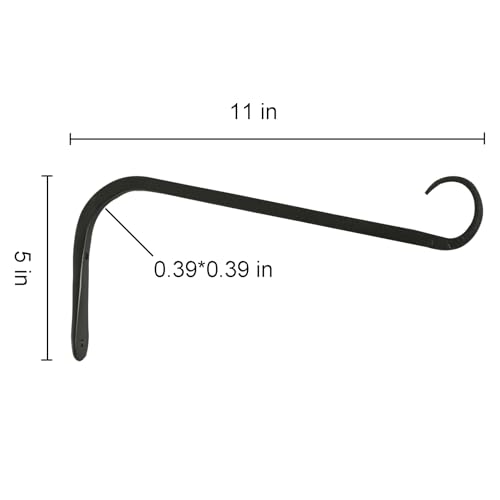 12 inch Plant Hanger, Sturdy Hanging Plant Bracket Outdoor, Hanging Plant Wall Hook Heavy Duty, for Hanging Bird Feeders, Planters, Lanterns, Wind Chimes, Indoor/Outdoor Use, Black, Set of 2 - color: Black, size: 11in-acr-2-Black