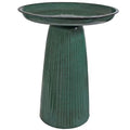 Sunnydaze Modern Bird Bath for Outside, Iron, 23” H, Green Glaze | UV & Rust-Resistant Matte Finish, Durable Iron,1 Gal Water Cap, Outdoor Birdbath for Garden, Pedestal Bird Bath with Bowl - color: Green Glaze