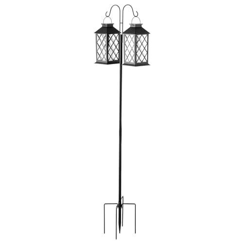 VEVOR Double Shepherds Hooks for Outdoor, 8 Pack 60 Inch Heavy Duty Bird Feeder Pole, 3/4 Inch Thick Garden Hooks for Hanging Hummingbird Feeder, Plant Baskets, Solar Light Lanterns,Wind Chimes