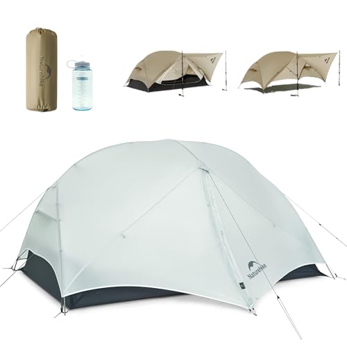 Naturehike Mongar 2 Person UL Camping Tent | PU2000mm+ Waterproof 1-2 Person Backpacking Tent, Ventilation System, Multi-Mode Double-Layer Freestanding for Hiking Travel - color: Grey, size: 1 person