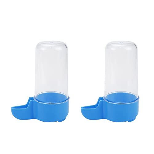 2 Pcs Bird Feeder Water Dispenser Automatic Bird Waterer & Feeder | Parakeet Hanging Food Dispenser for Cage Pet Parrot Lovebirds Cockatiel, Blue, 200ML