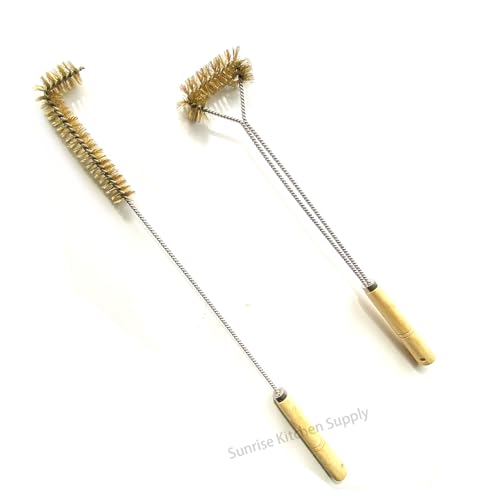 SUNRISE Fryer Brush with Long Handle (Brass, L and Single Brush) - color: Brass, size: L and Single Brush
