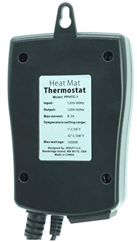 Plug in 1000 Watt Heating Thermostat Outlet 34-108°F by Propagate Pro 110V, 120V Heat Mat Heater Pad Temperature Controller for Starting Seeds, Reptiles, Egg Incubation + Beer Brewing/Wine Making
