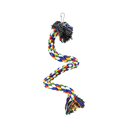 WishLotus Bird Perches, Parrot Colorful Climbing Rope Swing Toys Parrot Stand with Bell and Hanging Clip for Parrots, Budgies, Macaws, Parakeets, and Other Small Birds. (50cm) - size: 50cm