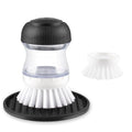 OYV Soap Dispensing Palm Brush Set | Includes Silicone Drip Tray, 1 Refill, Non-Scratch Nylon Bristles, Kitchen Dish Scrub Brush for Cleaning Pots, Pans, Sinks - color: White/Clear/Black