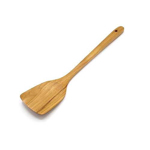 FAAY 15 Inches Wok Spatula, Long Handle Stir fry Paddle, Turner, Handcrafted from High Moist Resistance Teak Wood for Non Stick Cookware - size: 15 Inch Spatula