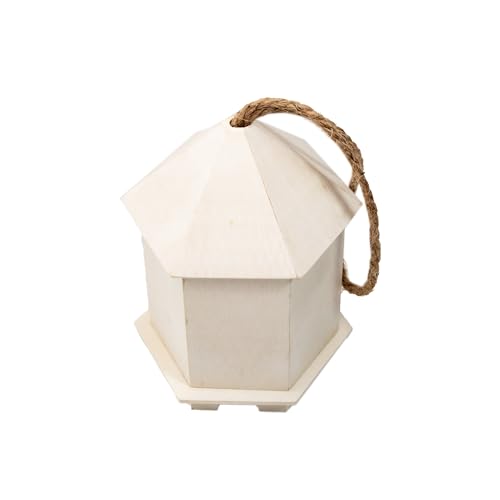 YCHTEWY-DIY Wooden Bird House,Wild Bird Feeder, Hanging Birdhouse Attract Birds & Beautify Your Yard! (Cream, D) - size: D