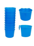 10 Pack Cage Cups Birds Feeders Seed Bowl Chicken Feeding Watering Dish Rabbit Water Food Hanging Wire Cages Box 8oz Coop Cups for Pet Parrot Parakeet Gamefowl Poultry Pigeon - size: 10PCS BLUE