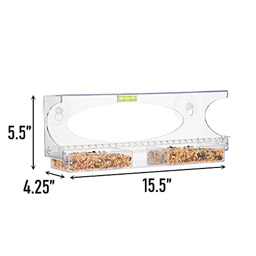 North States Nature's Yard - Large Clear Choice Window Bird Feeder: Strong Suction Cup Bird Feeder for Window Viewing, Holds 1 Pound of Seed