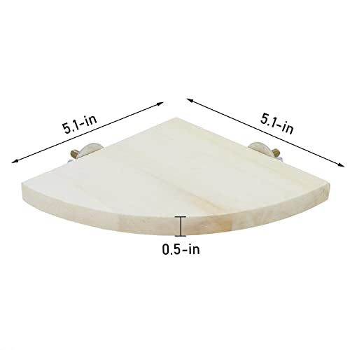 Wontee Bird Perch Stand 2 Pack Wooden Platform Corner Ledge for Budgies Cockatiels Conures African Greys Rats Gerbils Chinchillas Squirrels (S (5.1"x5.1")