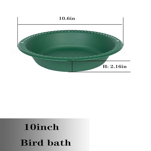 OVZILKI Bird Baths for Outdoors Heavy Duty, 10 inch BirdBath Bowl Only with Rust-Proof Black Chains, Hanging Bird Bath Hanging Bird-Feeder for Garden Backyard Decor (Green 1 Pack) - color: Green, size: 10in 1pack