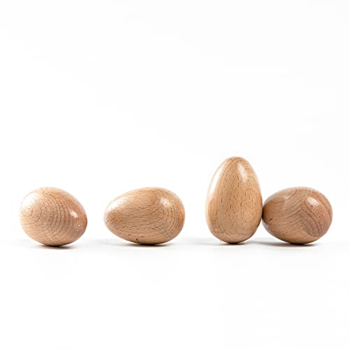 Musfunny Maracas Egg Shakers Musical Instruments, 4pcs Wood Hand Percussion | Music Shakers Instrument for Adult Musical Education Classroom Party Prizes (Natural Wood) - color: Natural Wood