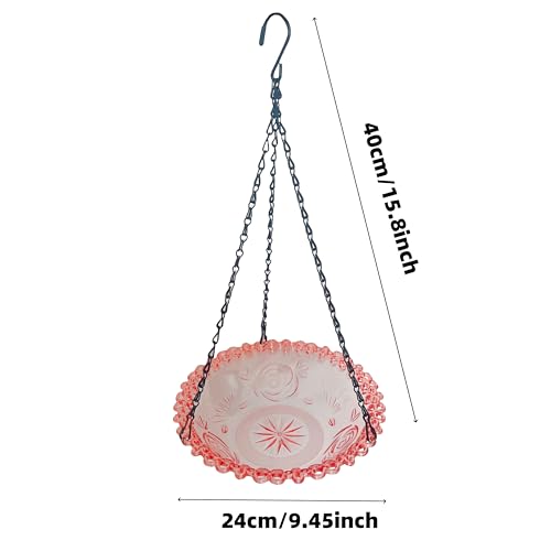 2 Pack Hanging Bird Baths Bowl Outdoor 15.8 Inch Metal Chains, Weather-Resistant Hanging Bird Feeder & Bath Tray for Garden Patio (Plastic, Blue & Pink) - color: Blue&Pink