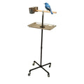 Stainless Steel Tray Bowls Bird Perch Stand,with Wheels Parrot Stand,Parrot Perch Stand 2 Stainless Steel Cups,Bird Play Stand for Indoor Outdoor(Black