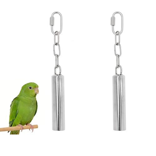 Stainless Steel Bird Bells 2-Pack | Durable Hanging Bird Toy for Cage, Interactive Budgie Toys for Parakeet & Cockatiel