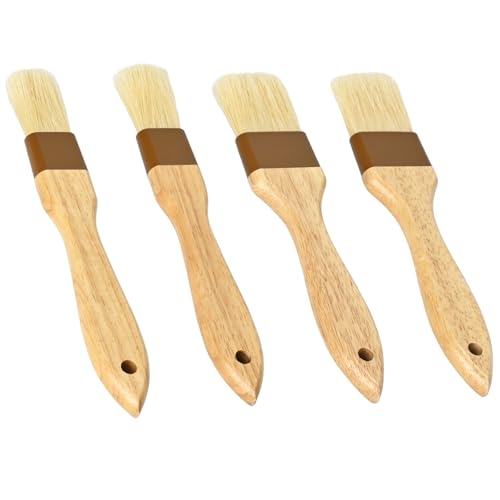 4 pcs Pastry Brush, Natural Bristle Basting Brush for Cooking and Baking, Premium BBQ Brushes for Butter, Oil, Egg, Sauce, Turkey, Marinade and Kitchen Food by SFIUYLB - color: 1inch & 1.5inches -- 4PCS