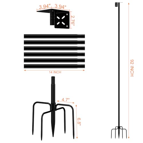 Bird Feeder Pole Stand, 92" Heavy Duty Bird House Pole for Outdoors, 1 Inch Diameter Metal Mounting Post, Universal Multi-Feeder Stand for Smart Bird Feeder, Cameras & Weather Stations