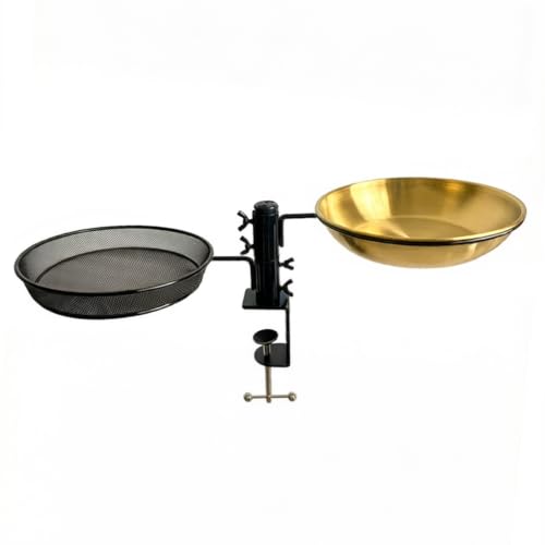 Railing Bird Feeder and Birdbath for Deck/Porch/Balcony 8" Platform Birdseed Tray Outdoor Rail Handrail Mount Metal Feeder and 8 inches Water Bowl for Wildbird Feeding
