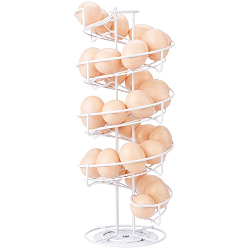 Toplife Spiral Design Metal Egg Skelter Dispenser Rack, Storage Display Rack, White - color: White