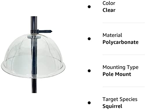 Myard 13 Inches Solid Clear PC Wobbly Squirrel Proof Baffle Deflector for Bird Feeder, Fit up 1.5 Inches + Pole/Post (Upgraded Version)