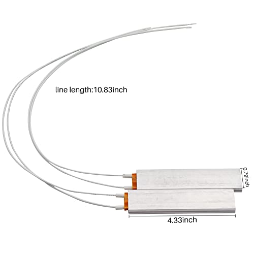 PTC Heating Element 2pcs 12V/220V/110V Thermistor Heater Constant Temperature Thermostat Heater Plate (Black-12V)