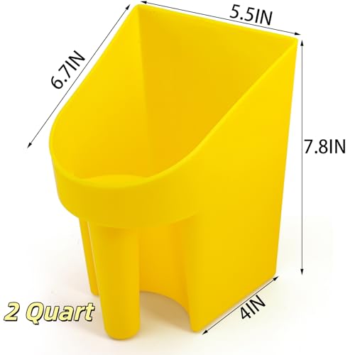 Cedilis 8 Pack Plastic Enclosed Feed Scoop, 2 Quart Heavy Duty Bird Seed Scooper with Handle, Large Scoop for Horse Chicken Goat Livestock Animal Feeding, Stackable, Durable
