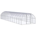 Large Metal Chicken Coop, 118.1 x 118.1 x 78.7 Inch Outdoor Galvanized Steel Poultry Cage, Rectangular Walk-in Hen House Pen Run for Backyard Garden, Silver - color: Silver-D