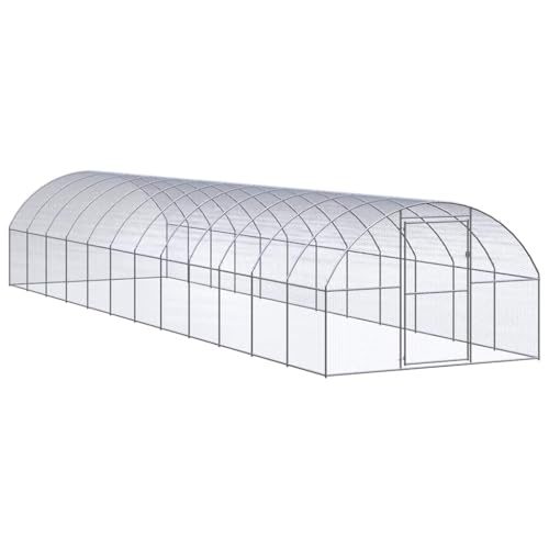 Large Outdoor Chicken Coop Galvanized Steel 118"x118"x79" Heavy Duty Weatherproof Hen House Rabbit Cage Run for Backyard Garden Farm - color: Silver-A, size: 118.1 x 118.1 x 78.7 in (W x L x H)