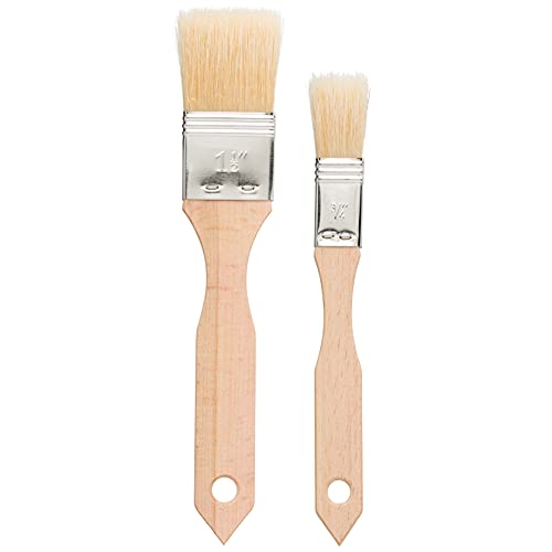 REDECKER Pastry Brushes Set with Untreated Beechwood Handles - 2 Different Sizes - Multi-purpose Brushes - Natural Bristle Basting Brush for Glazing and More - Wood Pastry Brush German Designed - size: Set of 2