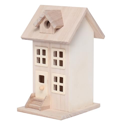 Make Market 7.5" Wooden Townhouse Birdhouse - Unfinished Birdhouse Made of 100% Wood, Outdoor Nesting Boxes - Bulk 8 Pack