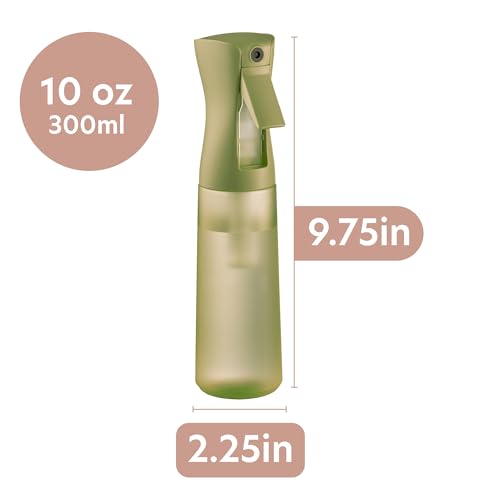 10 OZ Continuous Spray Bottles - Ultra Fine Mist Sprayer | Water Spray Bottle For Hair Stuff, Mister Spray Bottle For Plants Mister | Hair Spray Bottles For Hairstyling, Cleaning, Salons - color: Fern Green