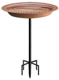 Garbuildman Upgraded 5-Prong Base Bird Bath with Metal Stake, Detachable Decoration Bowl Spa & Freestanding Birdfeeder for Outdoor Garden, Oval Style, Brown - size: 1-¼ gal-Brown