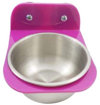 Bird Cage Feeder Cup Stainless Steel Food Water Feeding Bowl Cup with Plastic Holder Cage Accessories for Small Parakeet Budgie Cockatiel Lovebird Conure Pet Supplies (L)