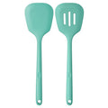U-Taste 600ºF Heat Resistant Silicone Turners: 13.6in Long Solid & Slotted Kitchen Spatula Flipper, Wide and Large Flexible Cooking Utensil for Flipping Egg, Pancake, Cookie (Aqua Sky, 2PCS) | 600ºF Heat Resistant Food Grade Silicone Cooking Utensils Set,