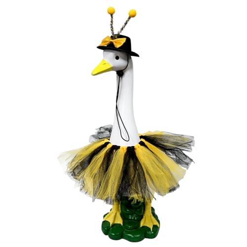 20" Porch Goose Statue with Bee Skirt Outfit, Large Resin Statues - color: Bee Hat and Skirt