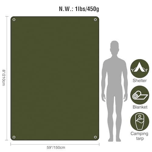 6 Pack Heavy Duty Waterproof Emergency Thermal Tarp, Insulated Survival Blanket for Outdoor Camping, Hiking, and Emergency Shelter, Green - color: Green 83''x59'',6 Packs
