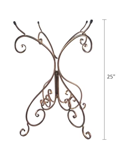 Metal Bird Bath Stand Only - 25" H Antique Bronze Birdbath Bowl Holder, Foldable Steel Holders for Birdbaths for Outdoors - color: Antique Bronze