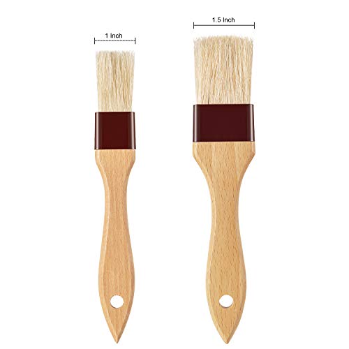Boao 4 Pcs Pastry Brush, Natural Bristle Basting Brush for Cooking and Baking, BBQ Brushes for Butter, Baster, Oil, Egg, Sauce, Turkey, Grilling, Marinade and Kitchen Food(1 Inch, 1 1/2 Inch) - size: 1 Inch, 1 1/2 Inch