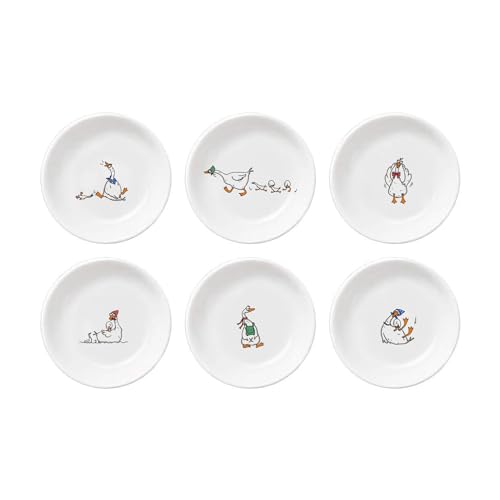 Cute Cartoon Animals Pattern Ceramic Sauce Dishes, Seasoning Dishes, Sushi Soy Dipping Bowls, Appetizer Plates, Dessert Plates, Little Cat Bird Feeding Bowls, Set of 6-Goose-3.5 Inch - color: Goose, size: 3.5 Inch