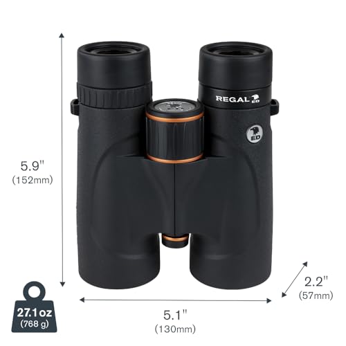 Celestron Regal ED 10x42 Roof Binoculars – ED Glass for Hunting & Wildlife | Premium ED Optics, Phase, Dielectric Coated BaK–4 Prism, Fully Multi–Coated Glass, 6.5 ft Close Focus, Tripod Adaptable - size: 10x42mm