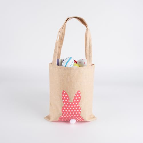 9 Pcs Easter Burlap Bags,Bunny Gifts Bags with Handles,Easter Jute Basket Goody Bags,Reusable Grocery Candy Bag Gifts for Easter Egg Hunt Party Supplies