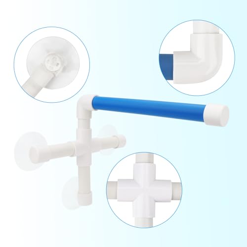 Hypeety Portable Suction Cup Bird Window and Shower Perch Toy Parrot Stand | 3 strong suction cups, parrot bath perch, easy to install, fits windows/shower tile, for budgies/parakeets/lovebirds, blue