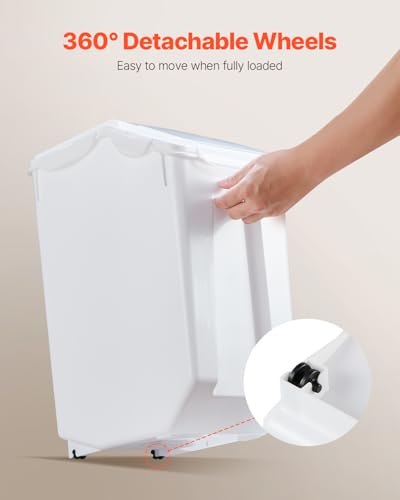 VEVOR Rice Storage Container, 4.5Gallon/20L Capacity Large Dog Food Dispenser Bin, Kitchen Ingredient Grain Cereal Flour Bin, Pet food Containers with Wheels, Measuring Cup, Airtight Lid, 1 Pack - size: 4.5 Gallon*1