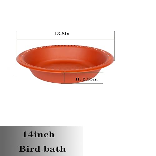 OVZILKI Bird Baths for Outdoors Heavy Duty, 14 inch BirdBath Bowl Only with Rust-Proof Black Chains, Hanging Bird Bath Hanging Bird-Feeder for Garden Backyard Decor (Terracotta 1 Pack) - color: Terracotta, size: 14in 1pack